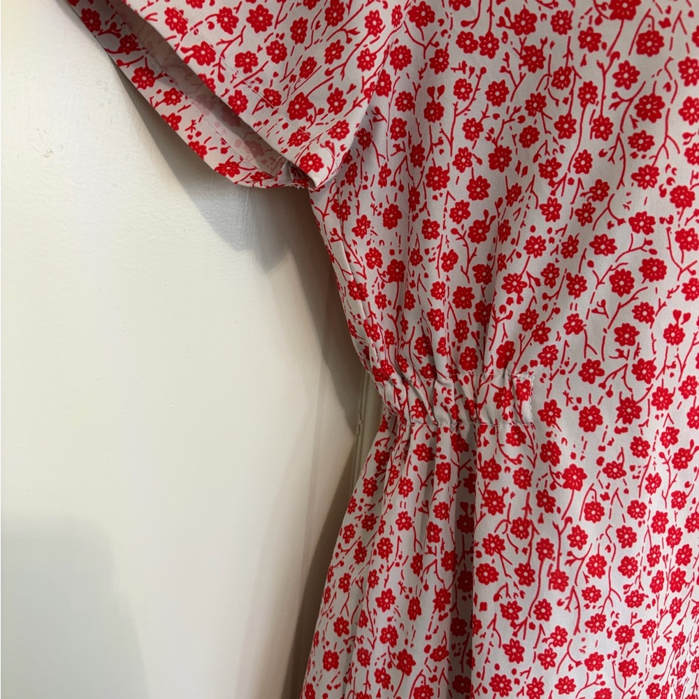 Red Floral Button-Front Sundress - Picture 2 of 4